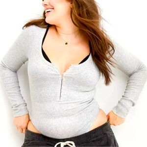 Aerie Long Sleeve Hook & Eye Bodysuit